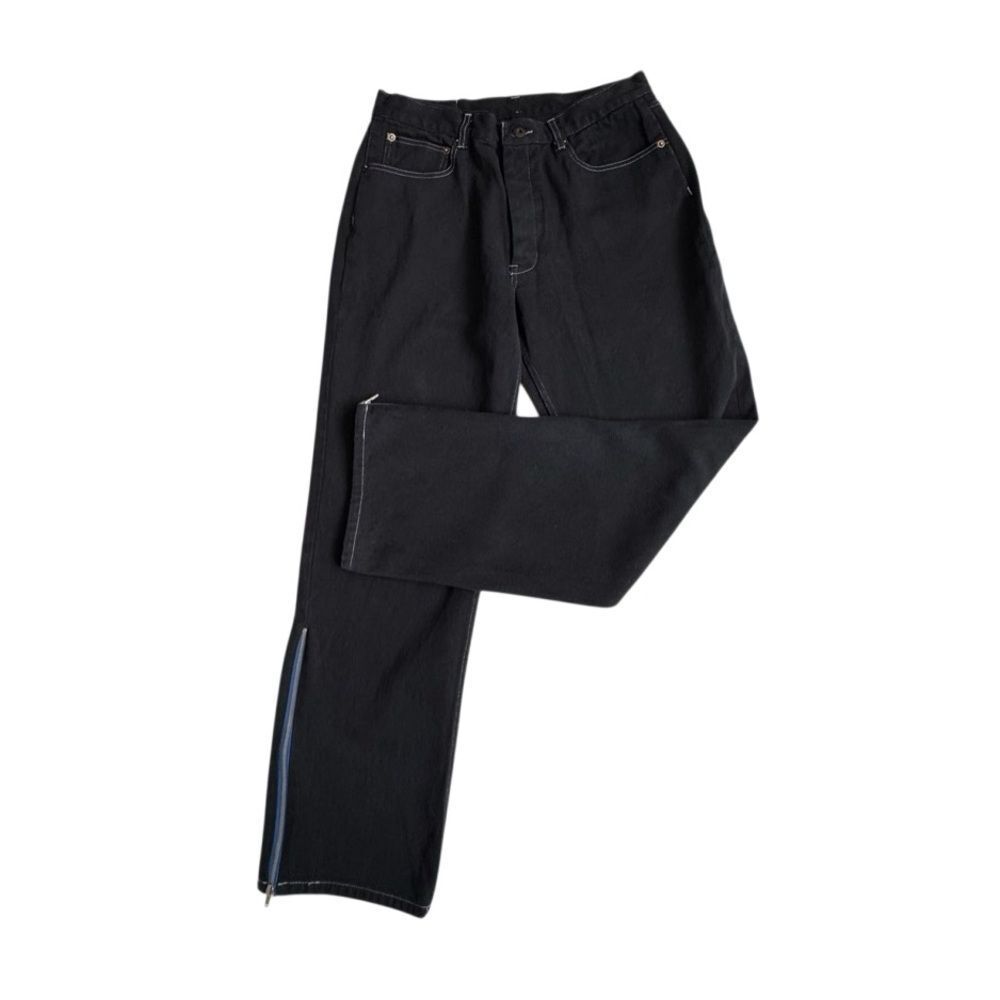 Assembly Black Denim Jeans Button Fly Side Zipper Gorpcore